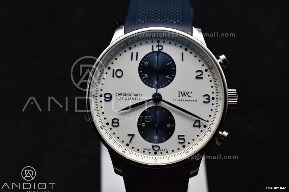 WeatherProof A Blue Chrono Dial Best 1:1 1011 Rubber Edition on Blue White Portuguese IW3716 Z+F Strap 0522